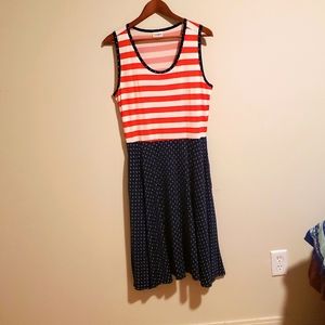 Patriotic Nautical Anchor Flag LuLaRoe Dress with POCKETS